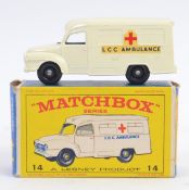 MATCHBOX LESNEY; An original vintage diecast model Matchbox  Lesney No.14 Lomas Ambulance.