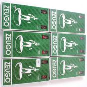 SUBBUTEO; A collection of 6x Subbuteo style Zeugo table soccer teams - box numbers; 283, 257, 032,