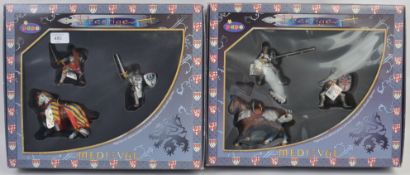 PAPO; Two boxed sets of Papo Medieval hand painted modelling figures, both complete,