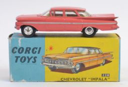RARE VARIATION CORGI; Vintage Corgi 220 diecast model Chevrolet Impala in pink,