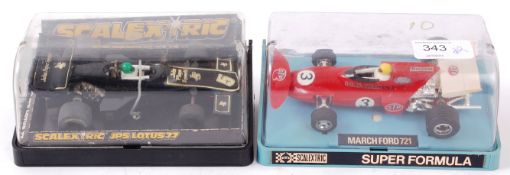 SCALEXTRIC; Two vintage Scalextric cased cars - C126 Lotus and C026 March Ford.