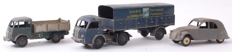 FRENCH DINKY; A good collection of 3x early Dinky French made diecast models; Tipper Truck,
