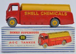 DINKY; An original vintage Dinky Supertoys diecast model 991 AEC Shell Chemicals Ltd Tanker, in red.