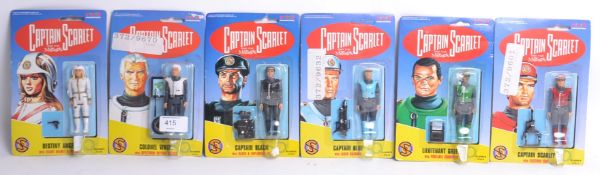 CAPTAIN SCARLET; A full set of 6x carded Captain Scarlet action figures by Vivid Imaginations.