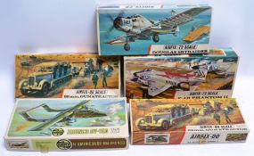 MODEL KITS; A collection of 5x vintage Airfix plastic model kits - all war planes,