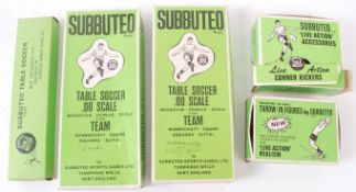 SUBBUTEO; A collection of assorted Subbuteo items to include boxed teams; Leeds 21, Westham 74,