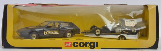 CORGI; An original vintage Corgi 32 John Player Team Car and F1 racing car. Within the original box.