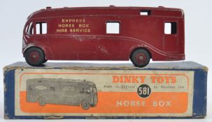 DINKY; An original vintage Dinky Toys 581 Horse Box diecase model, within the original box.