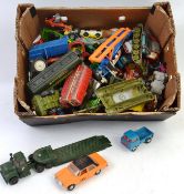 DIECAST; A box of assorted loose vintage diecast to include Corgi, Dinky, Matchbox,