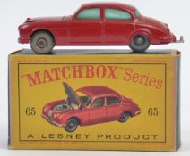 MATCHBOX LESNEY; An original vintage diecast model Matchbox  Lesney No.65 Jaguar 3.8ltr Saloon.