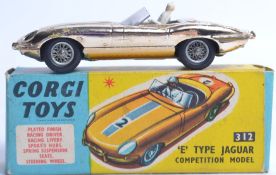 CORGI; Original vintage Corgi Toys 312 E Type Jaguar in gold diecast model, within the original box.