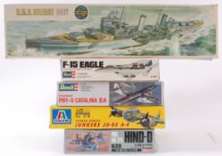 MODEL KITS; A collection of assorted vintage model kits to include Airfix Belfast,