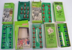 SUBBUTEO; 5x vintage Subbuteo table top football gaming teams, box numbers; 774, 4, 67,