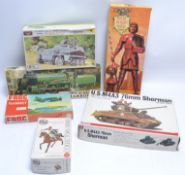 MODEL KITS; A collection of 6x assorted model kits to include Bandai Sherman Tank, Riko Tank,