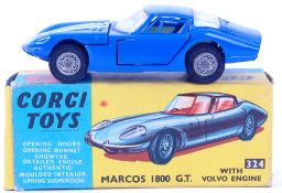 CORGI; An original vintage Corgi 324 Marcos 1800 With Volvo Engine boxed diecast model.