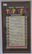 A vintage framed and glazed Top Ten advertising Bill Board display for Philips Records from the