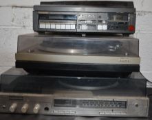 A Panasonic SG-X10 stereo, Sony PS-1450 Turntable and a Fidelity stereo system.