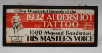An original HMV shop music advertising sign / poster / carriage poster for the 1932 Aldershot