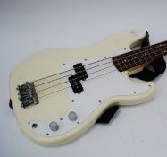 A 20th century Squire bass guitar with O