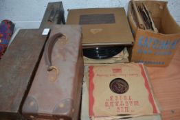 A large collection of vintage 78 records to include some in wooden carry cases and loose but within