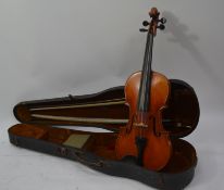 EARLY 20TH CENTURY CZECHOSLOVAKIAN VIOLIN cased labelled Nicolaus Amatus Fecit Cremona along with