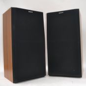 A good pair of vintage teak surround Sony speakers of large form being Model No SS-700  65W 100W