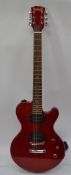 A Rockwood by Hohner Gibson style solid body electric guitar in red, with case.
