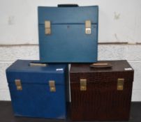 A collection of 3 good quality retro vinyl record carry cases,