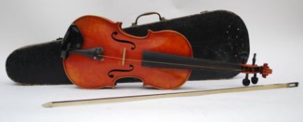 A London Violin company vintage cased Violin, bow and case.