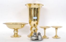 A selection of brass wares along with a