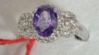 A white metal 925 silver and amethyst la