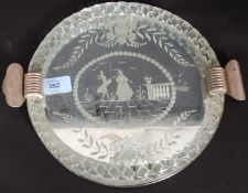 A Venetian glass mirror tray cut of circ