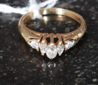 A 14ct gold diamond 5 stone ring being o