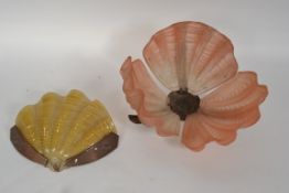 A 1930's Art Deco 3 branch pink glass sh