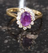 An 18ct gold, diamond and amethyst ladie
