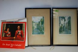 A small collection of art books to include Van Gogh eTG along with two signed prints by F Robson