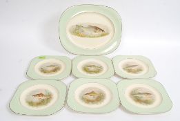 A fabulous early 20th century part fish pattern dinner service by Woods - Ivory ware comprising