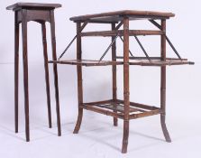 A Victorian Aesthetic movement bamboo chinoserie decorated table together with an oak tile top