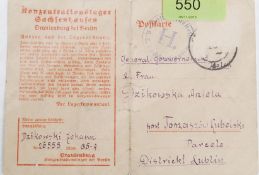 An original WWII Nazi Sachsenhausen concentration camp letter. Handwritten by a prisoner of war.