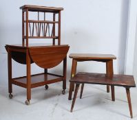 Two vintage coffee tables, along with a retro butlers trolley and a tile top table.