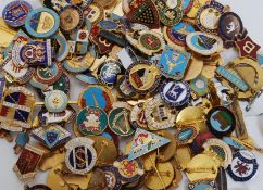 An extensive collection of vintage and 20th century enamel set bowling badges collected from all