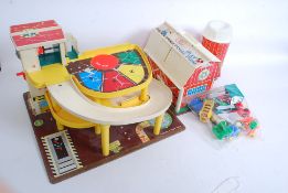 FISHER PRICE; A good collection of original Fisher Price toys to include original garage,