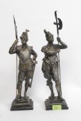 A pair of bronze effect cast metal Swiss / Vatican Guards,