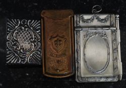 A gilt brass late 19th century Victorian needle packet case, The Quadruple Golden Casket,