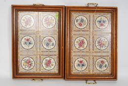 A pair of vintage Large quality Tiled serving tray ,