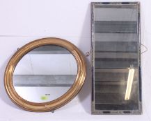 A good quality vintage brass circular early 20th century porthole style mirror together with