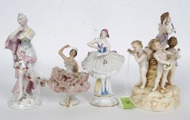 A 19th century Meissen figurine of a maiden bearing blue crossed swords markings to underside.