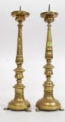An excellent pair of large oversized 19th century Church - eclesiastical brass candlesticks having