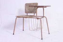 A vintage 1950's retro vintage tubular metal and vinyl upholstered telephone table and chair