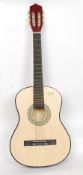 A vintage acoustic six string Spanish guitar